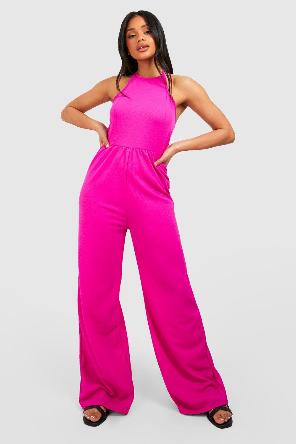 Pink halter jumpsuit online